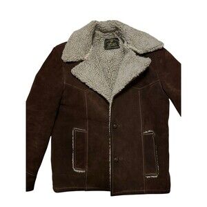Genuine Leather Suede Brown Jacket Sherpa Lined Ranch Coat
